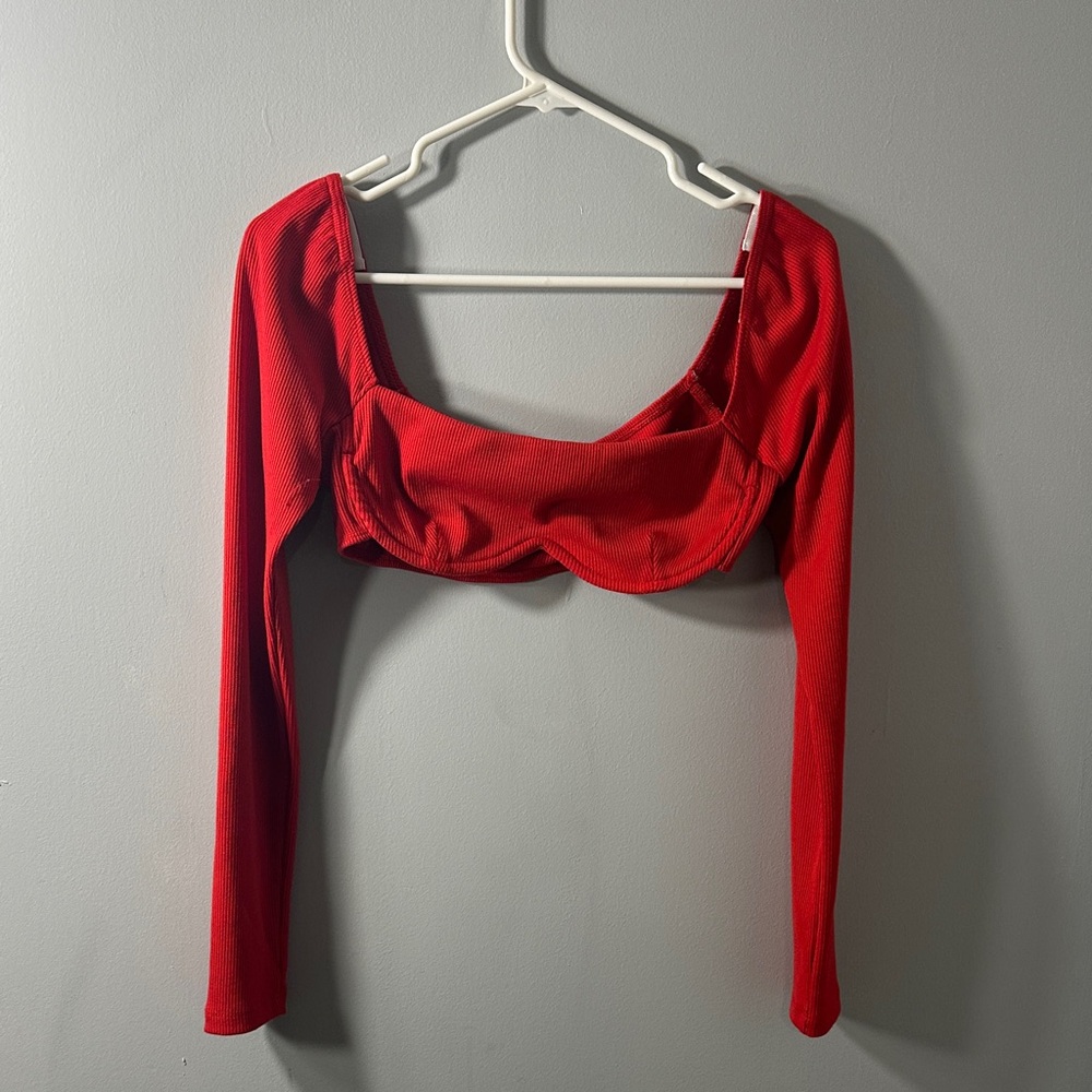 Princess Polly Red Cropped Long Sleeve